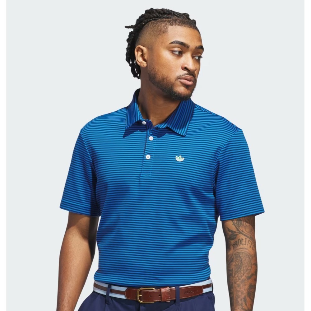 $ 110 adidas Originals Men's Size XL Short Sleeve Striped Pique Golf Polo